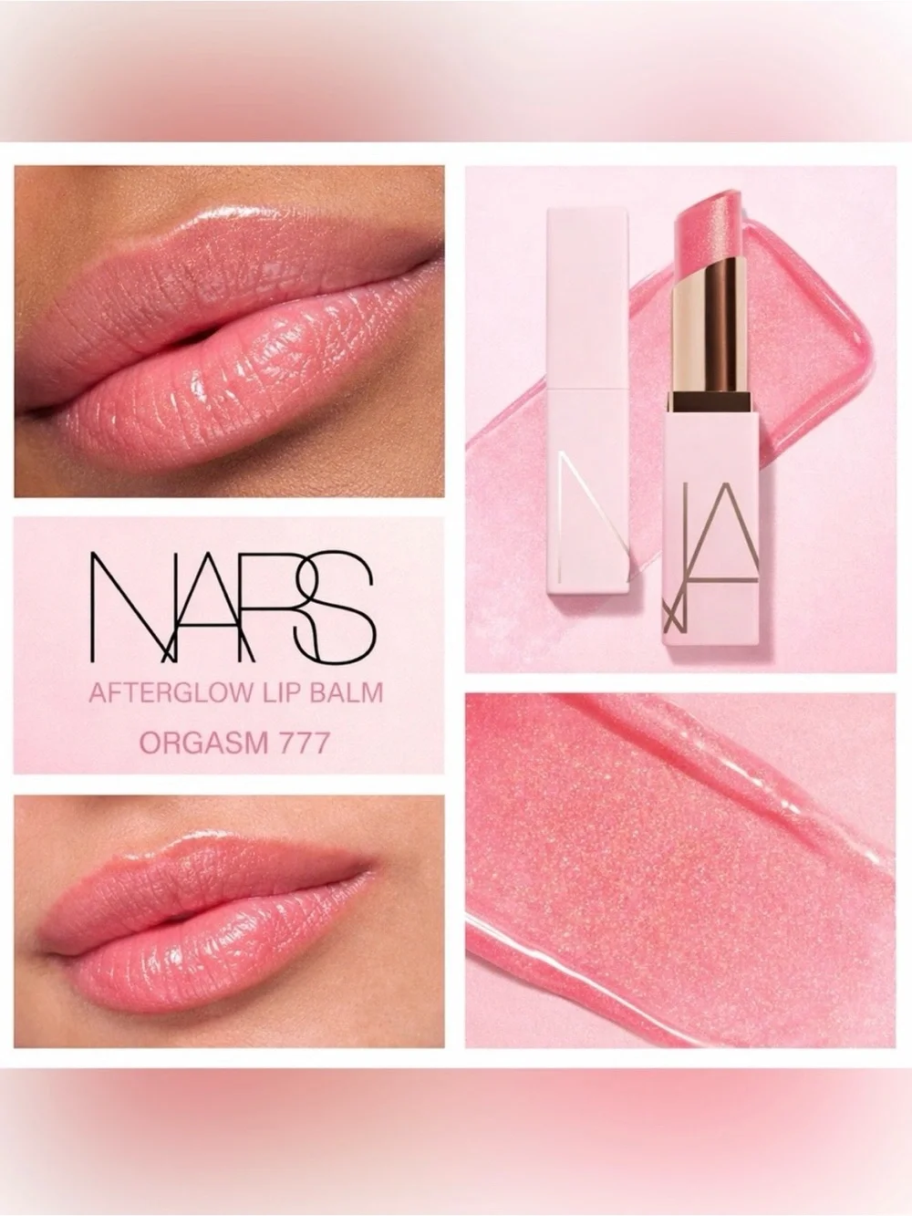 NARS Afterglow Lip Balm Orgasm 777 Hydrating Pink Shimmer Balm-NIB